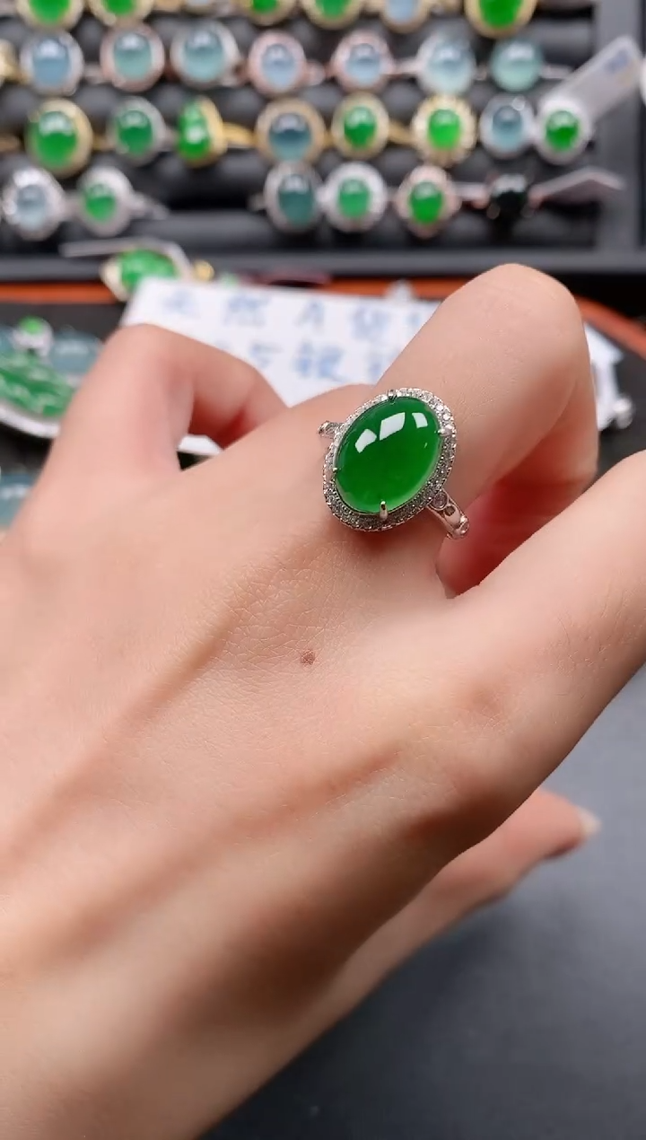 银S925镶嵌戒指翡翠111