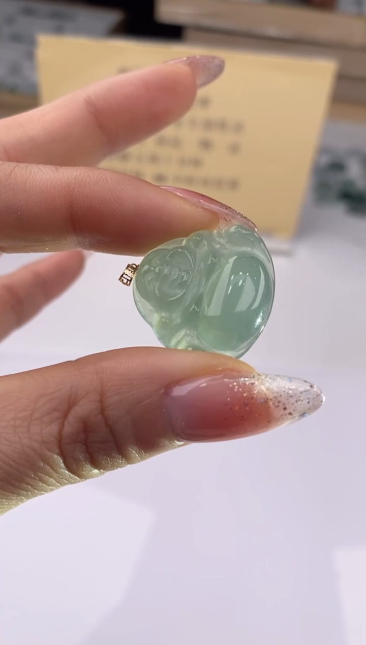 【闪购商品】翡翠吊坠(赠链)18K金镶嵌27879/静静聊翠