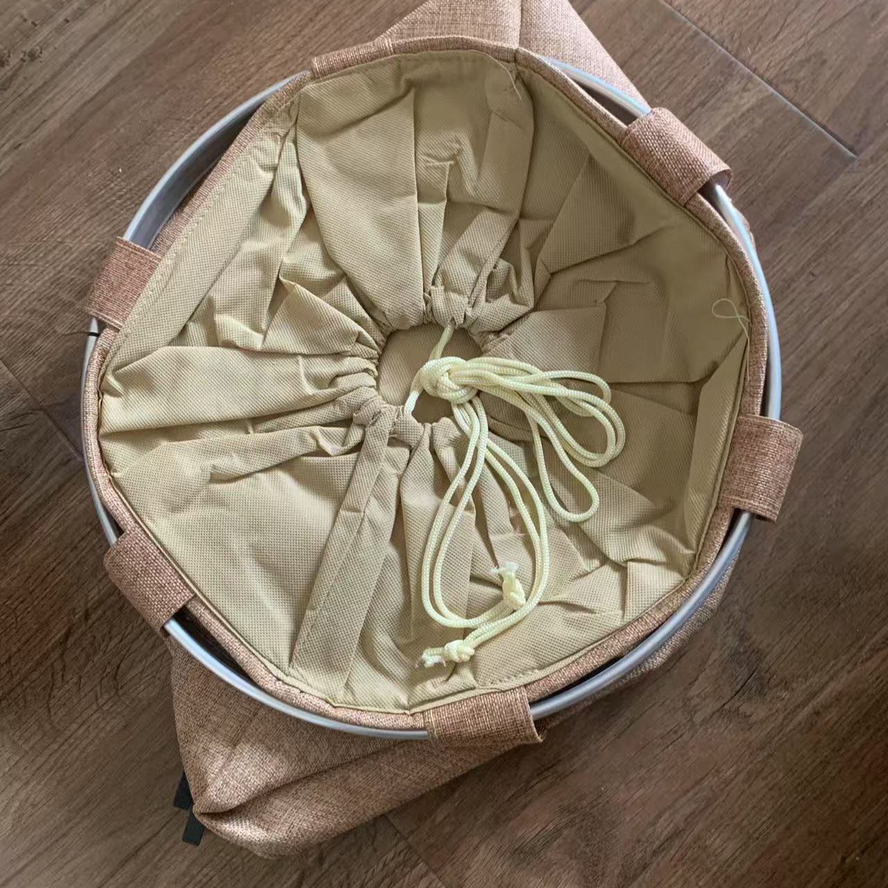 带圈圆形布艺束口收纳