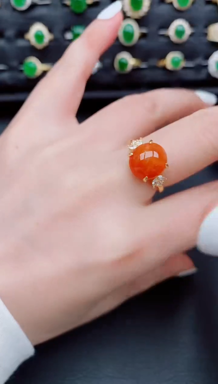 【闪购商品】翡翠戒指银S925镶嵌天然a货翡翠39