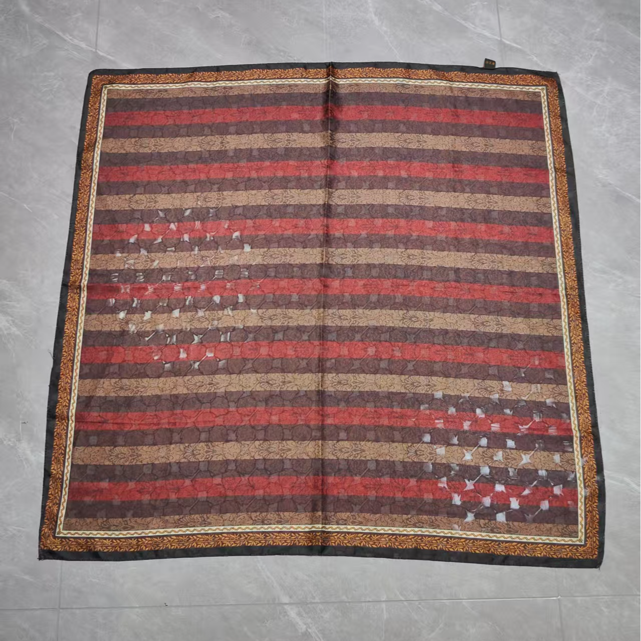 （印花条纹）桑波缎方巾85*85左右围巾