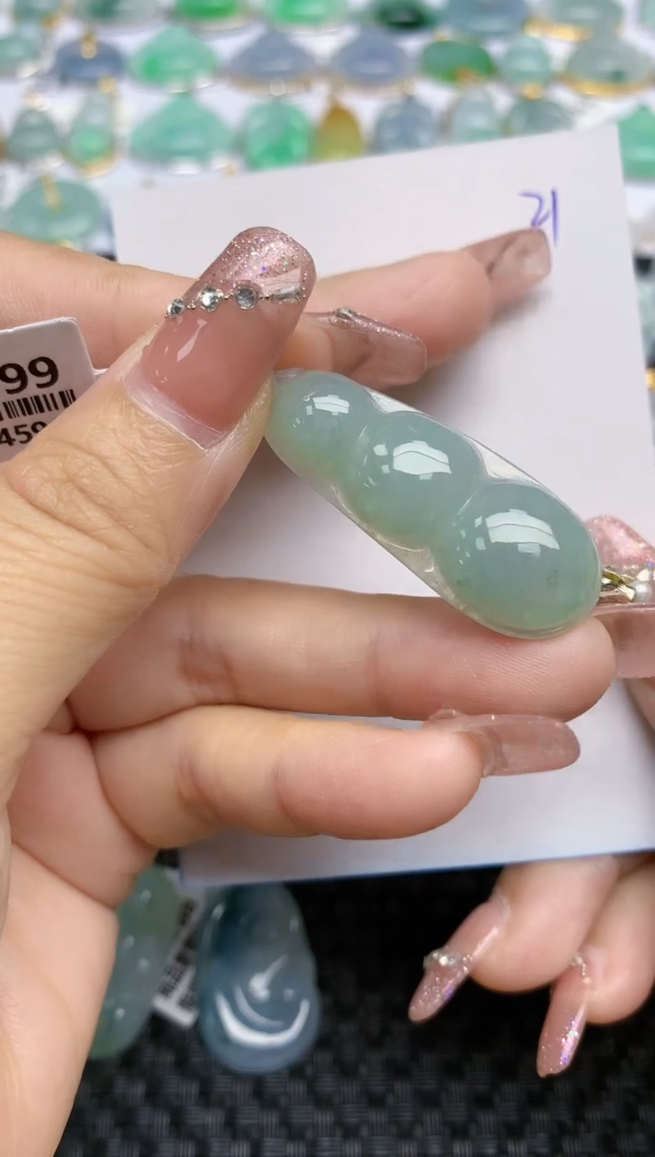 【闪购商品】翡翠颈饰18K金镶嵌天然A货翡翠 21