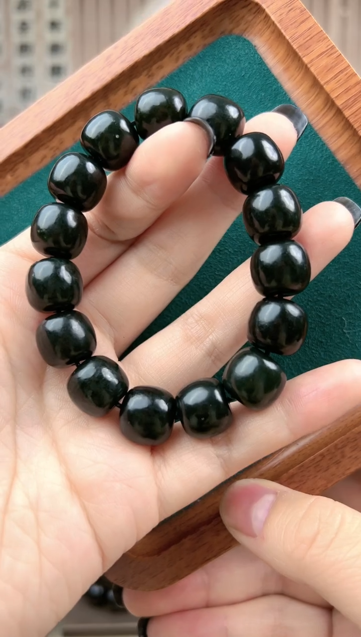 【闪购商品】和田玉手链未镶嵌新疆和田玉塔青老型手串14