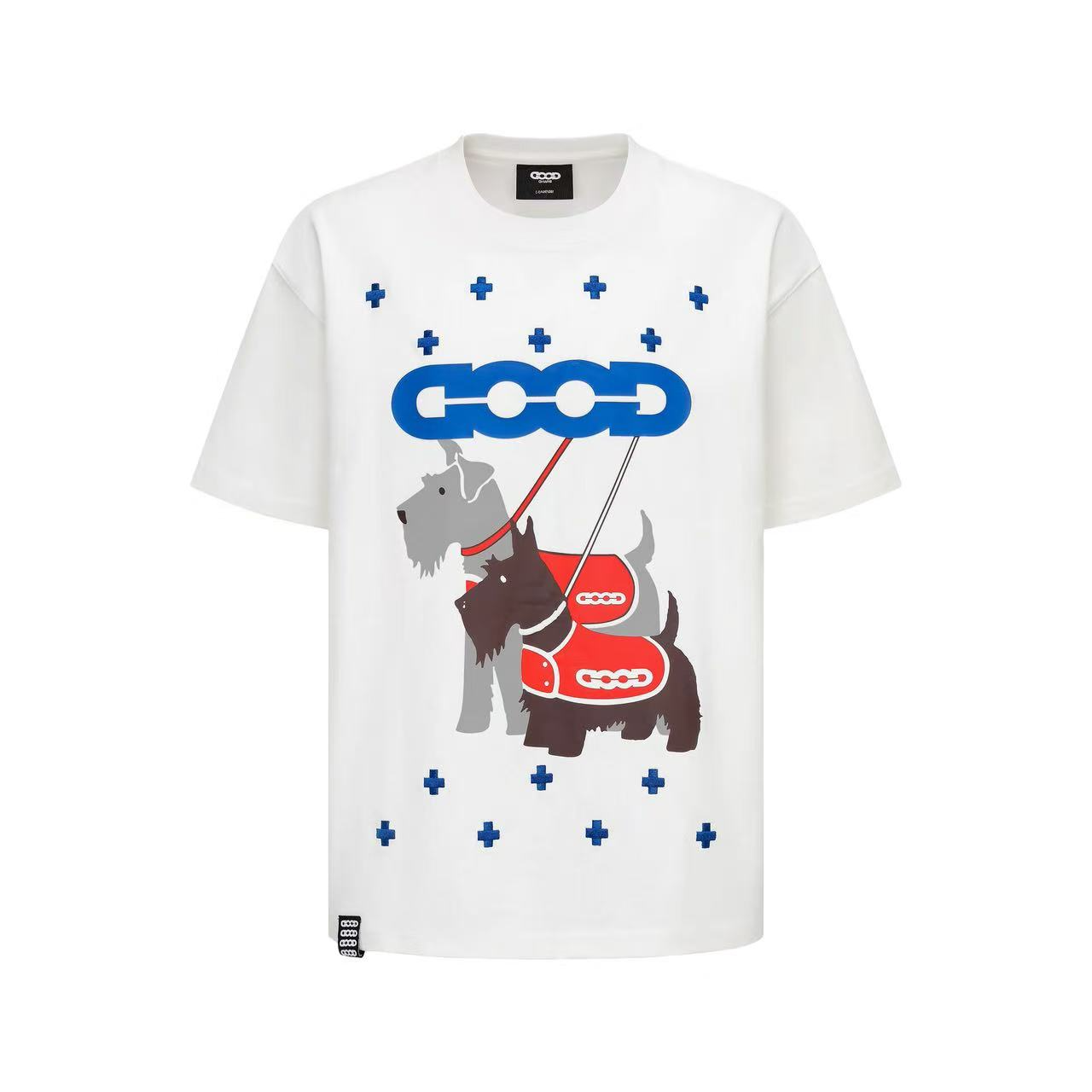 GB-GOODBRAND 2025SS雪纳瑞十字榻榻米轻奢时尚高级感印花短袖T恤