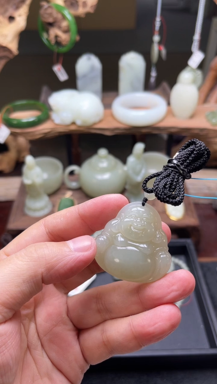 【闪购商品】和田玉吊坠未镶嵌且末青白 佛公 9006071