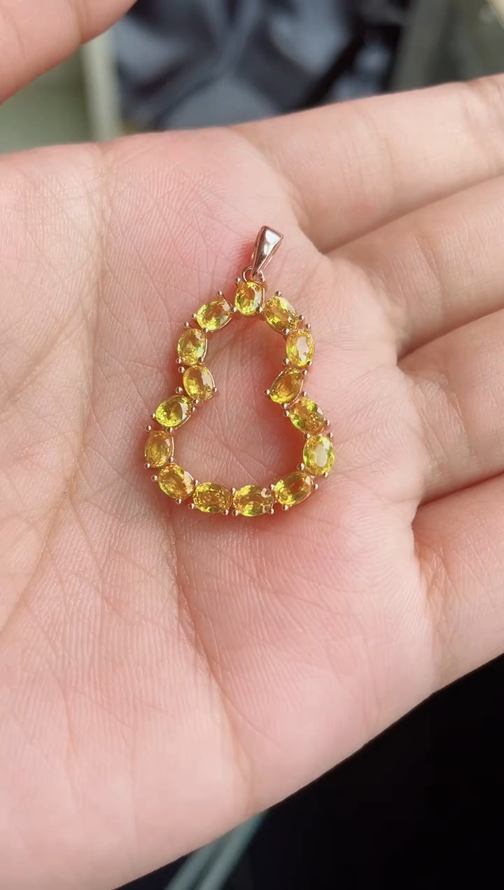 【闪购商品】彩色蓝宝石颈饰银S925镶嵌吊坠