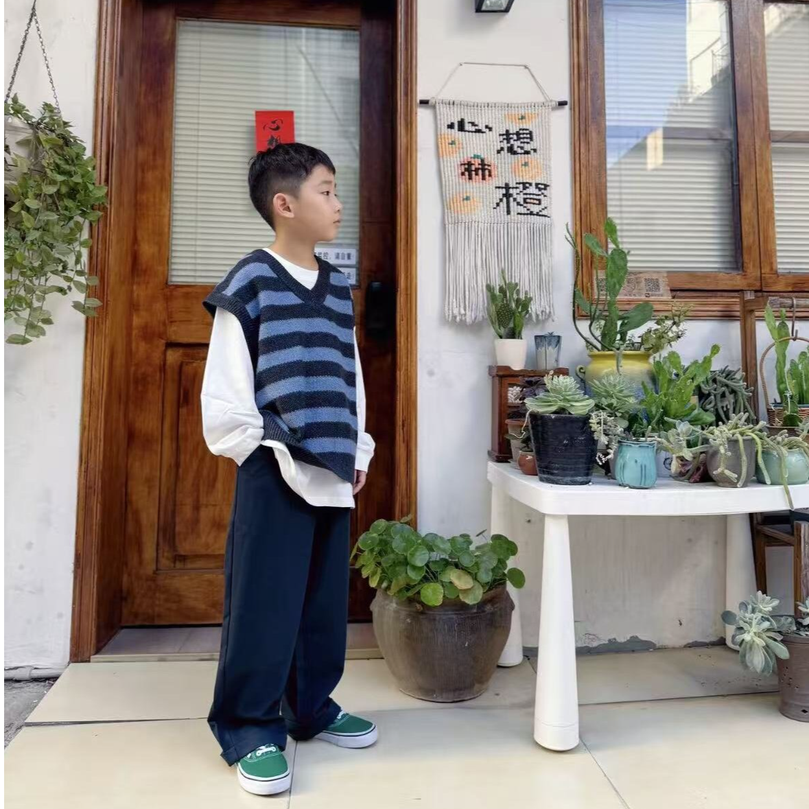 2025秋季新款叁喜叁屿DJ018慵懒风条纹宽松毛针织衫毛衣秋冬韩版