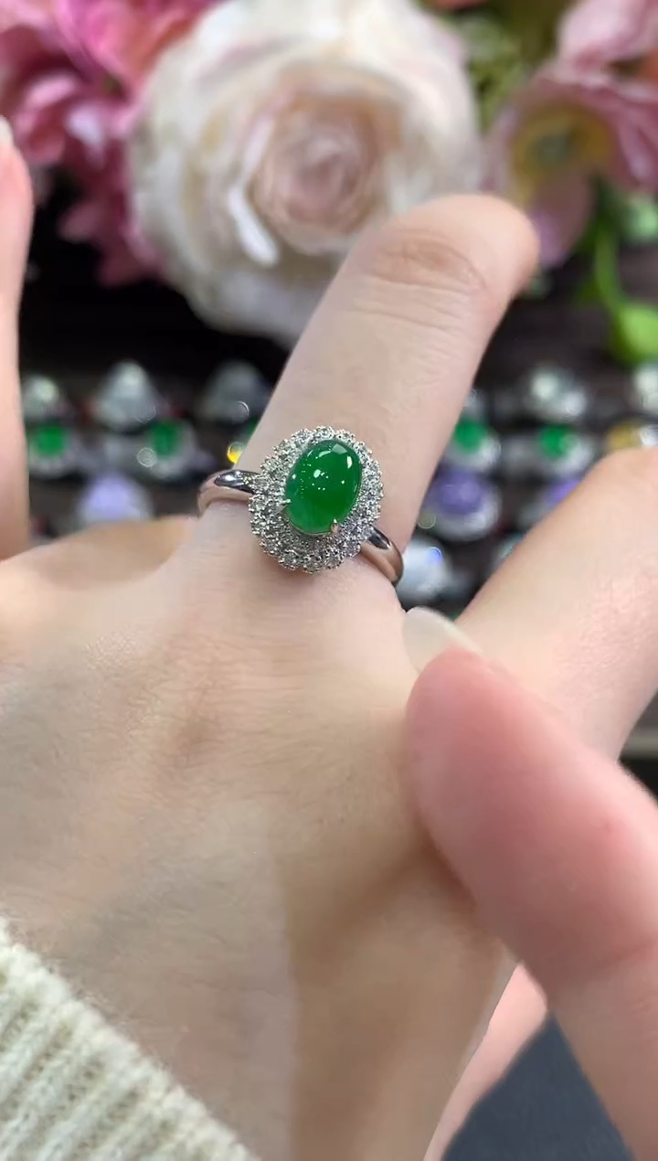 18K金镶嵌戒指翡翠b67   