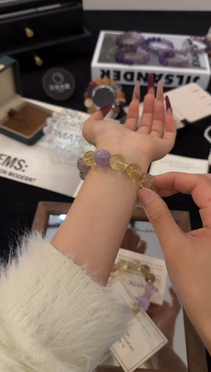 合金手链水晶紫黄x3248