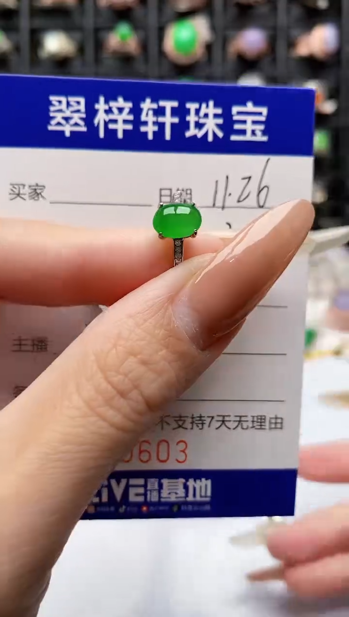 银S925镶嵌戒指翡翠9603