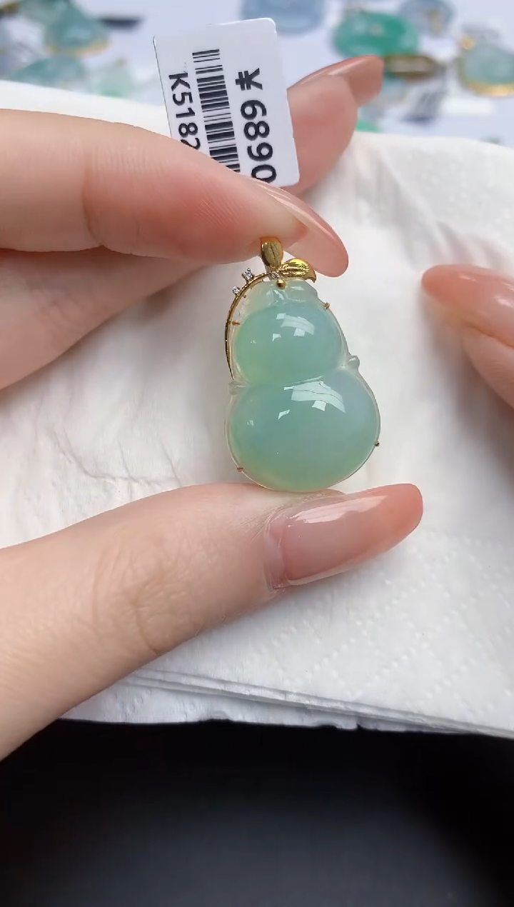 【闪购商品】翡翠颈饰18K金镶嵌天然缅甸翡翠A货