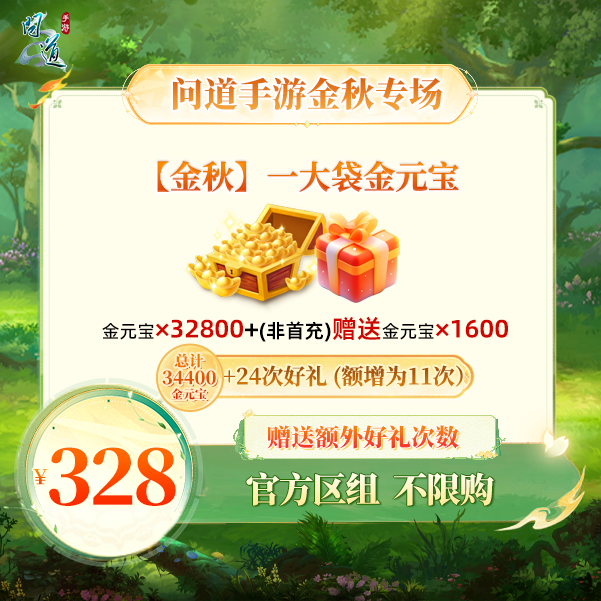 问道手游【官方区组可买】【金秋】一大袋金元宝