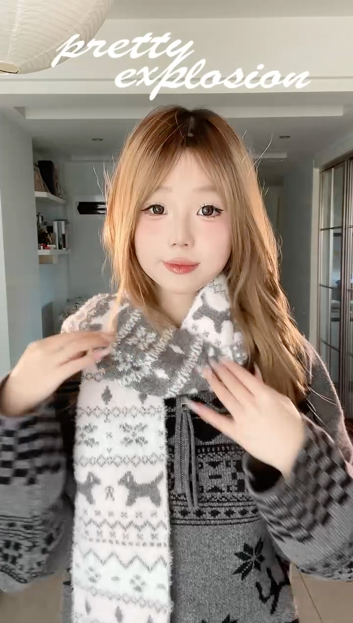 绵Prtex费尔岛围巾-粉色