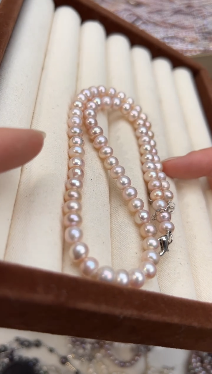 未镶嵌21淡水珍珠强光*珍珠项链无核6mm+