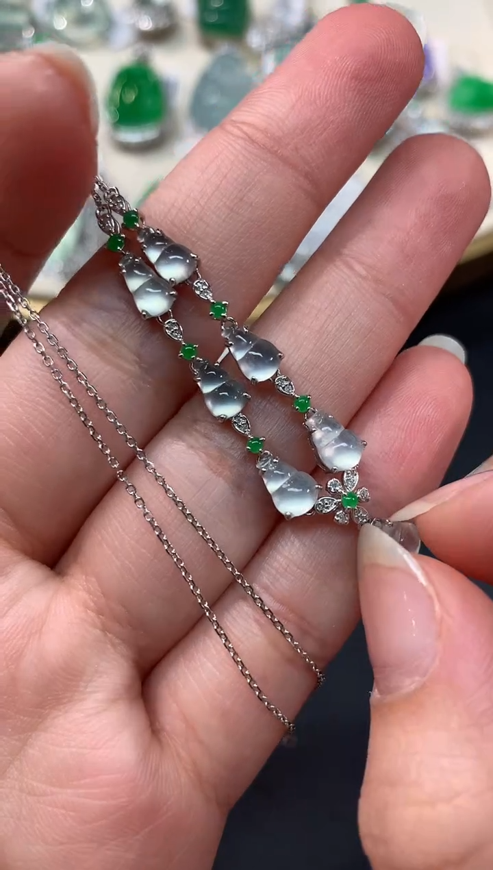 【闪购商品】翡翠套链18K金镶嵌A176|5980+0