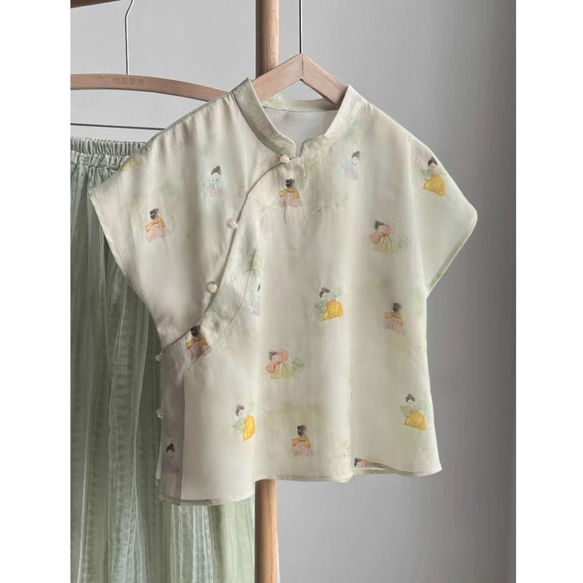 【全额运费补贴】新中式复古印花衬衫女气质显瘦立领斜襟国风小衫