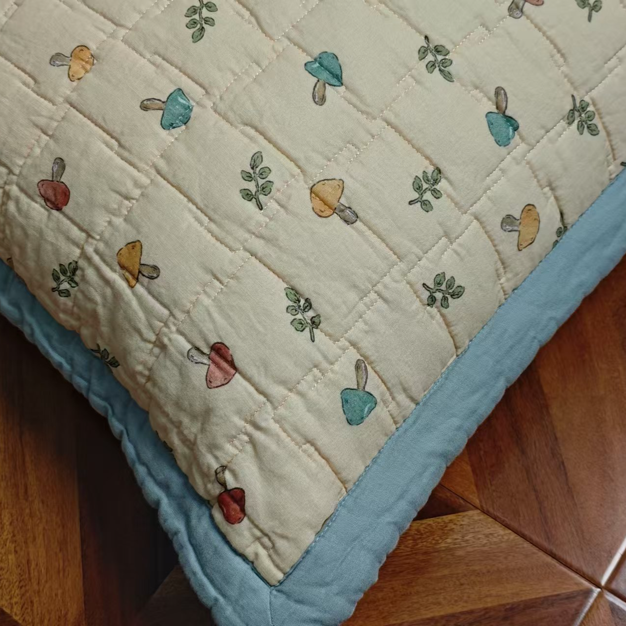 2025新款奢华斜纹绗缝双层棉枕绿色纱枕套夹棉蓝色