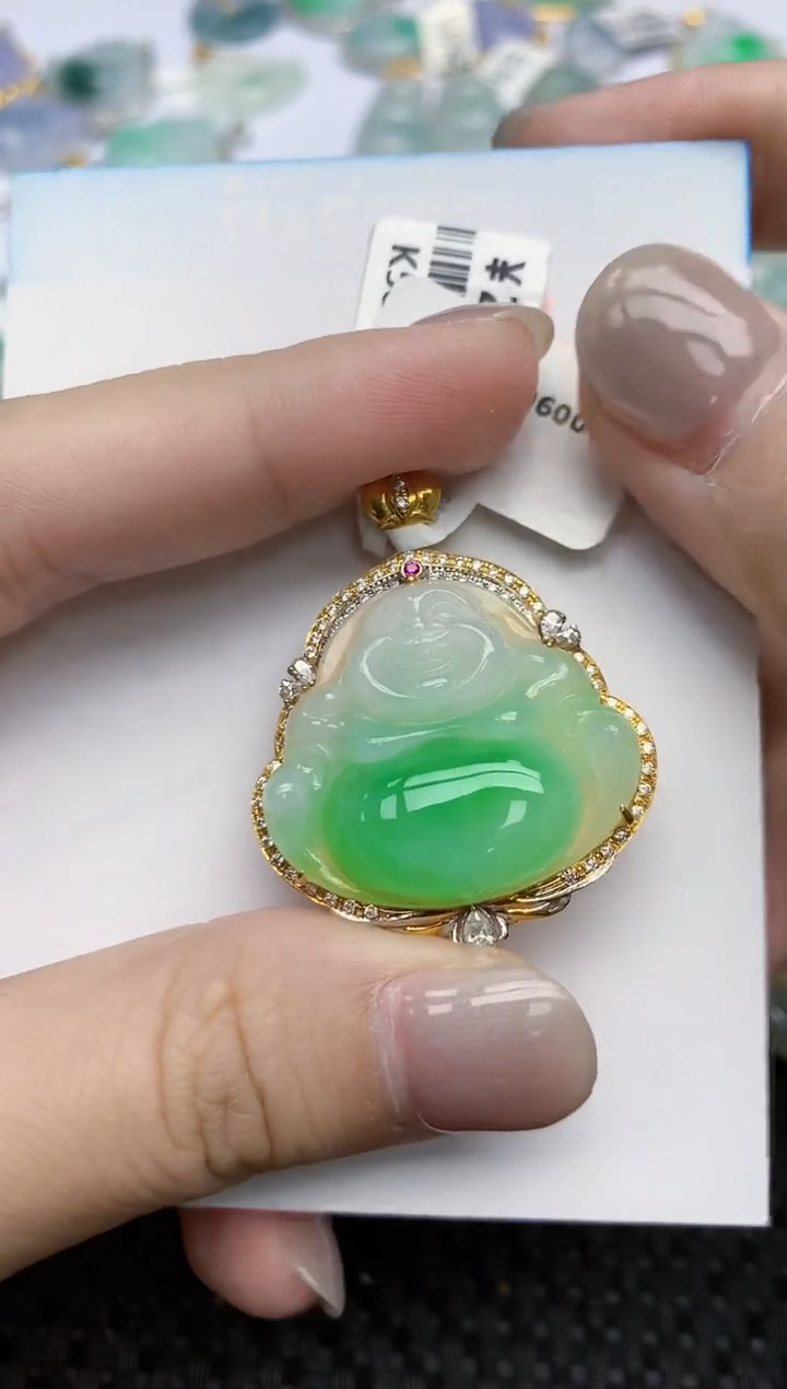 【闪购商品】翡翠颈饰18K金镶嵌天然翡翠A货