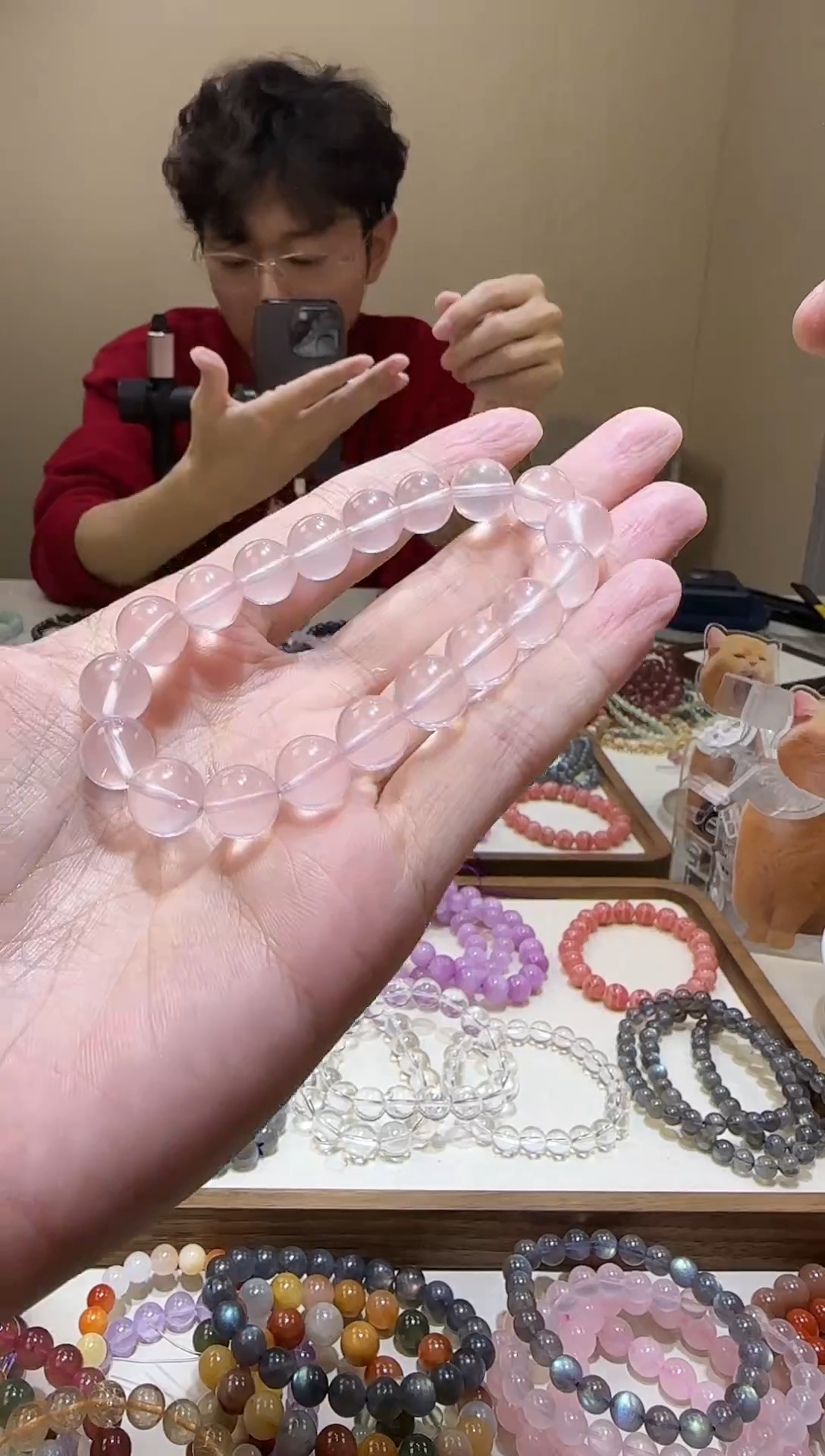 【闪购商品】芙蓉石手链未镶嵌净体莫粉10