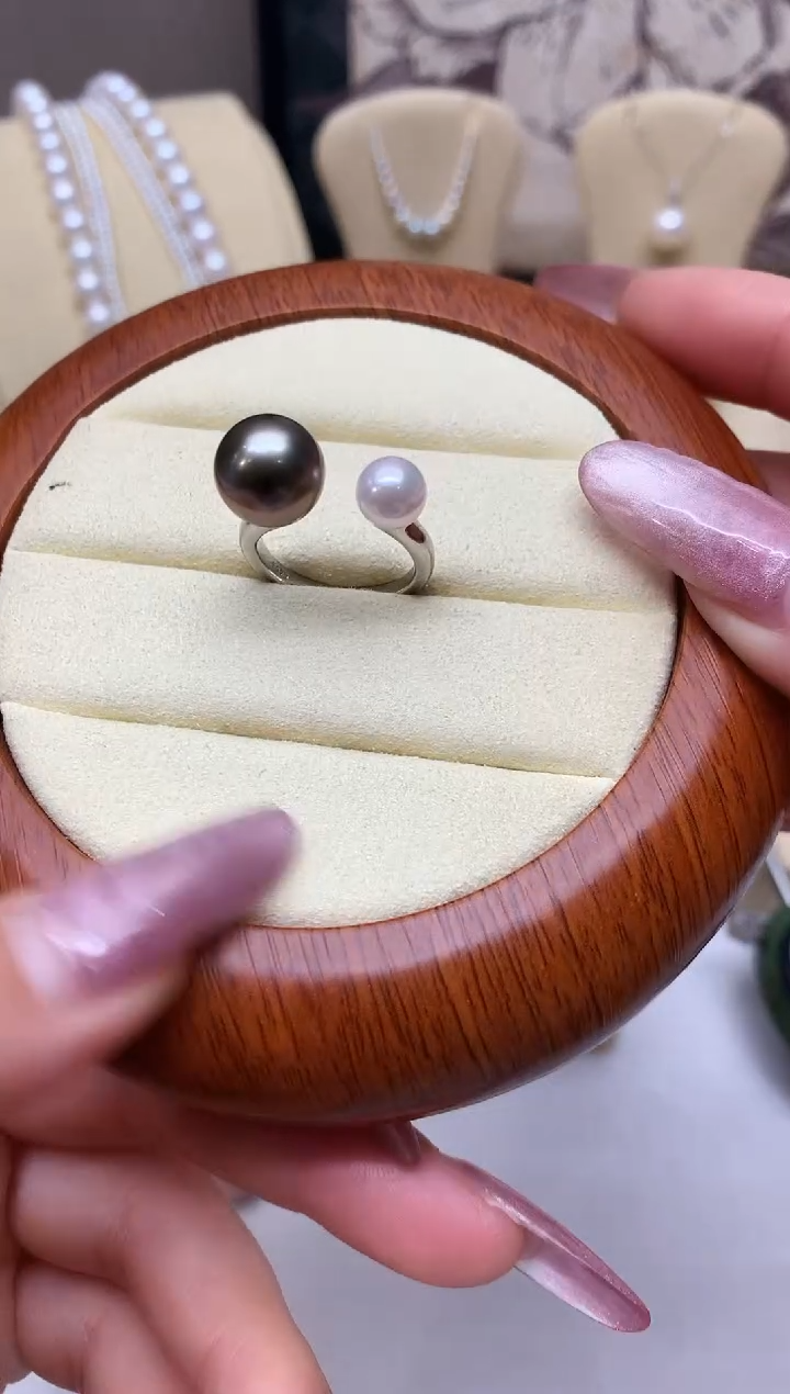 银S925镶嵌戒指海水珍珠S925银海水珍珠戒指