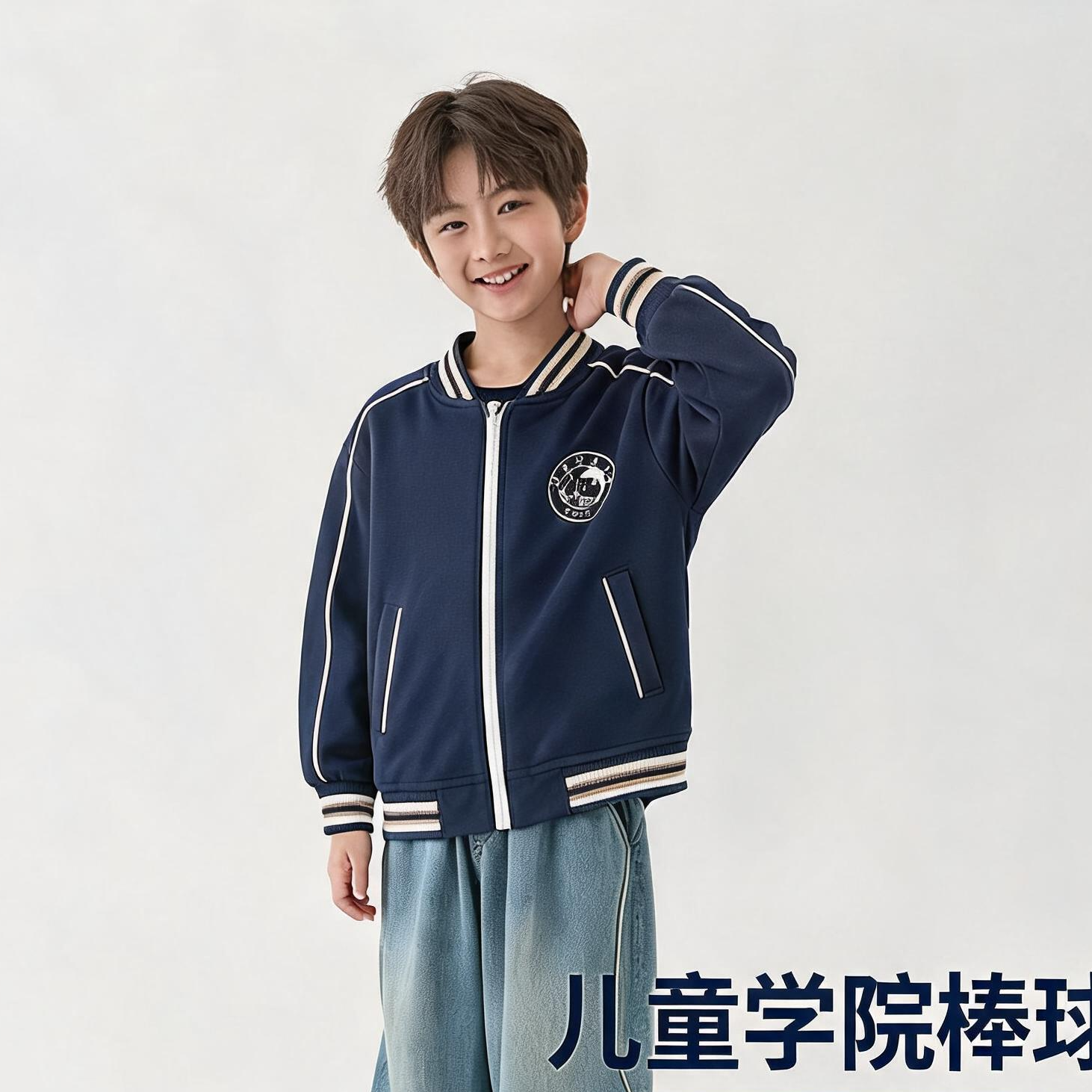 【小飞象】2501儿童藏青学院风棒球服外套866742