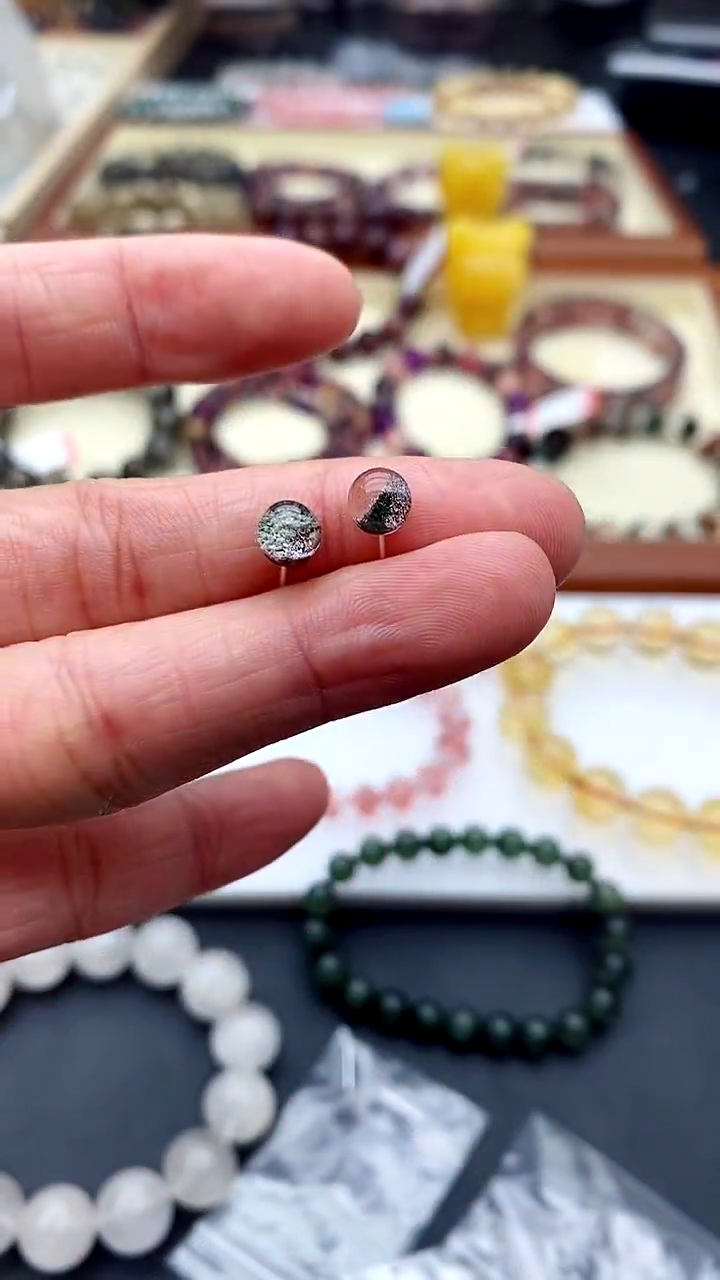 【闪购商品】水晶耳饰银S925镶嵌幽灵耳钉