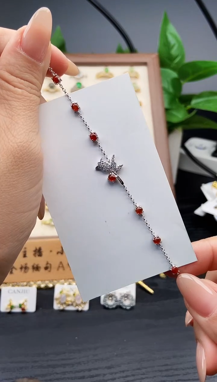 银S925镶嵌手链翡翠12