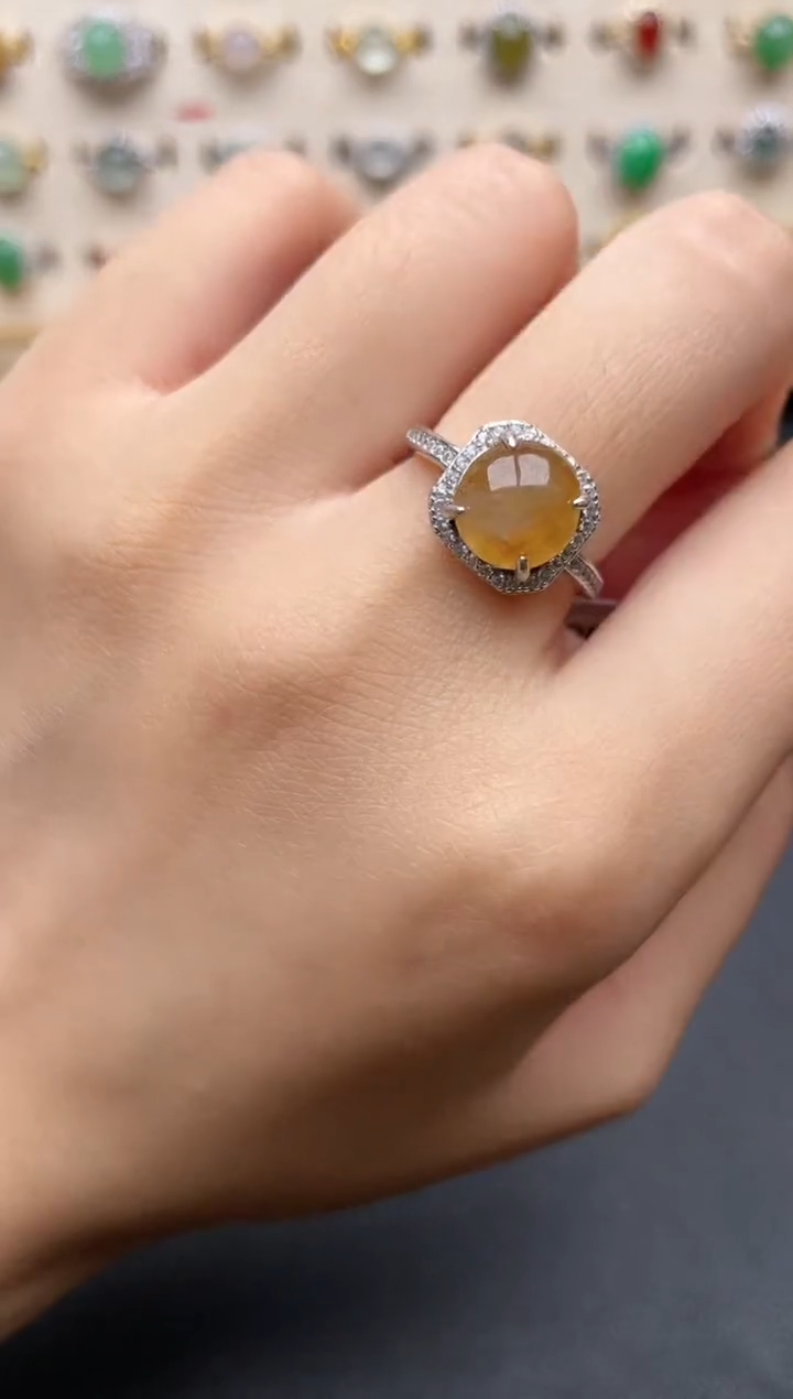 【闪购商品】翡翠戒指银S925镶嵌一物一证一礼盒