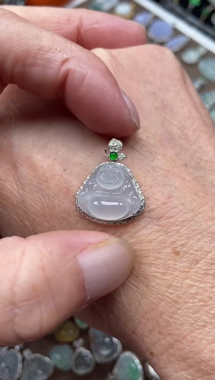 【闪购商品】翡翠吊坠(不含链)18K金镶嵌佛公