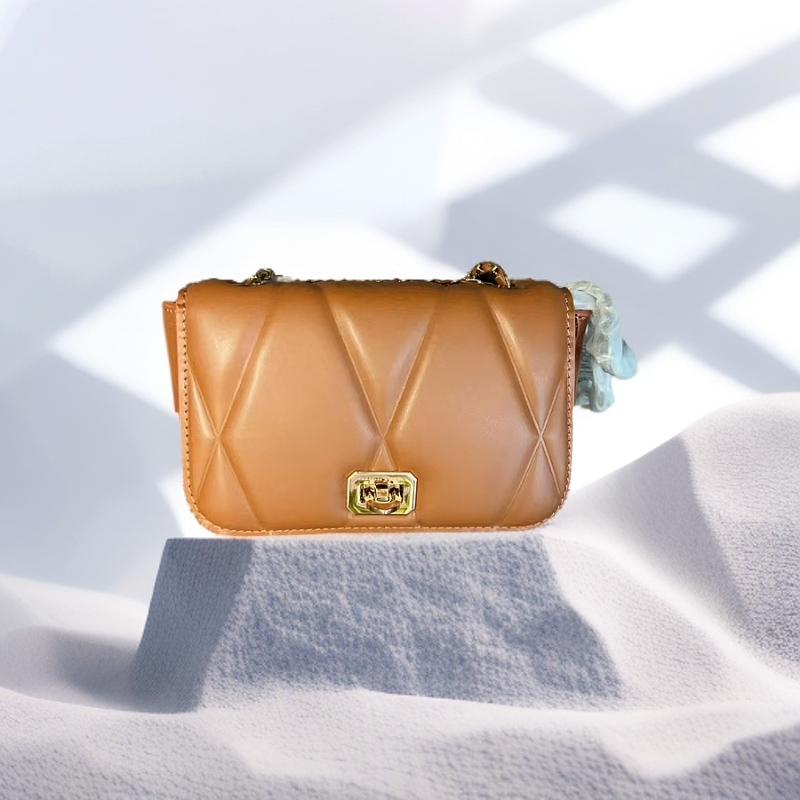 99新 CHARLES & KEITH 女款砖色菱格麻将包单肩包99011【杨三宝】