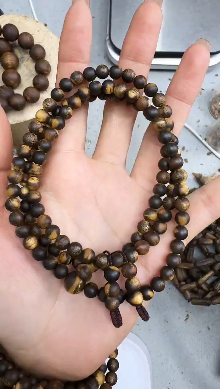 沉香手串0616黄棋圆珠多圈多样性发一