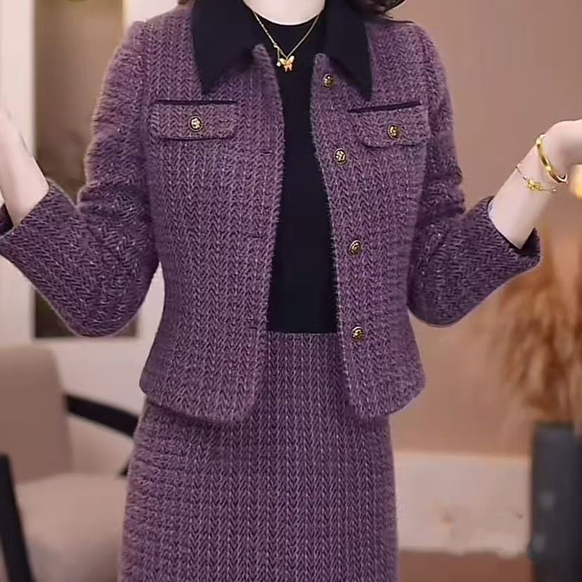 秋冬秋季春秋女装套装小香风网红时尚洋气减龄气质显瘦针织长袖百