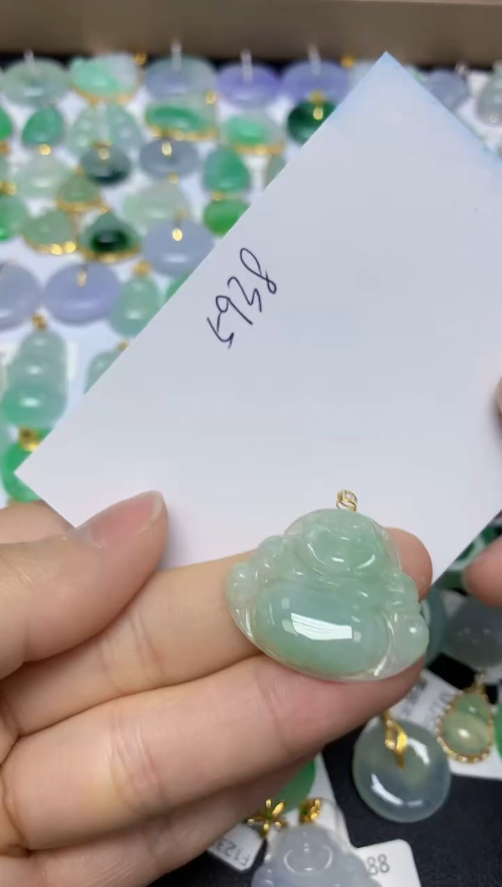 【闪购商品】翡翠挂件18K金镶嵌 天然翡翠A货