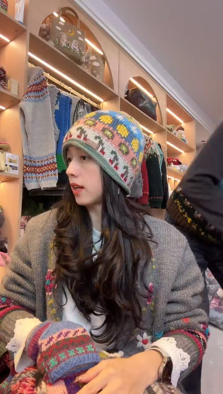 羊毛美丽如水果帽浅色