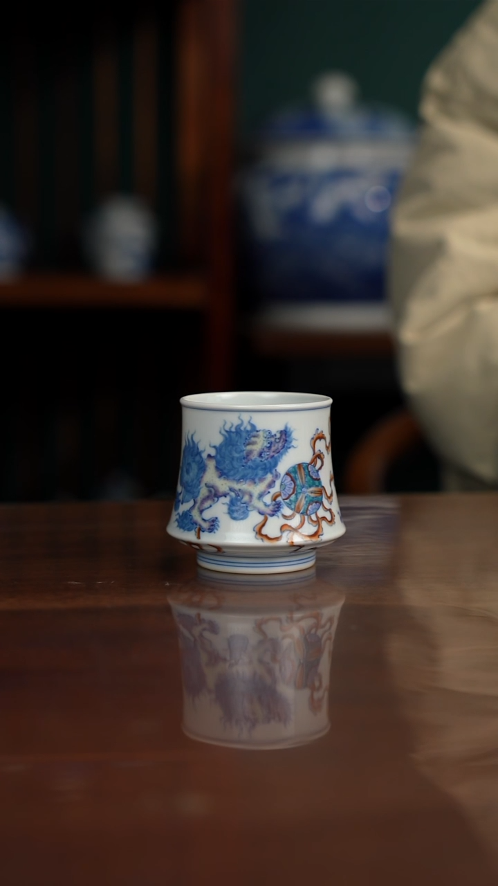 空山明月 新斗彩 双狮