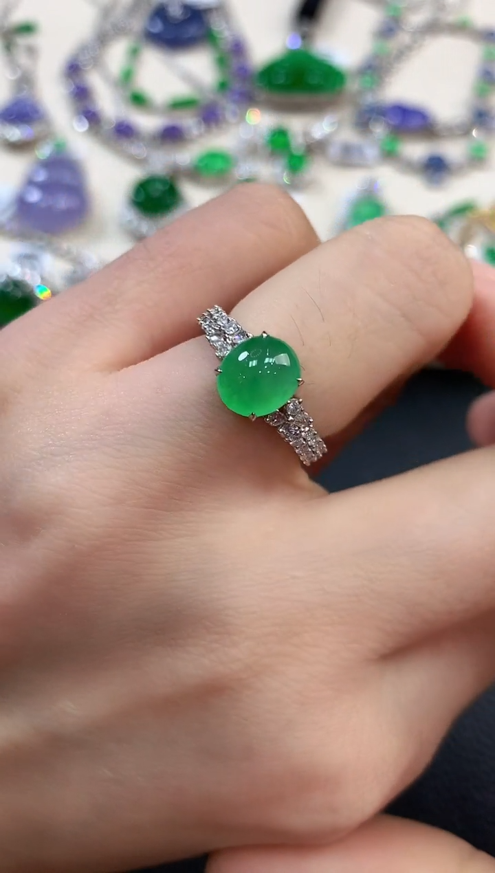 【闪购商品】翡翠戒指18K金镶嵌m1      