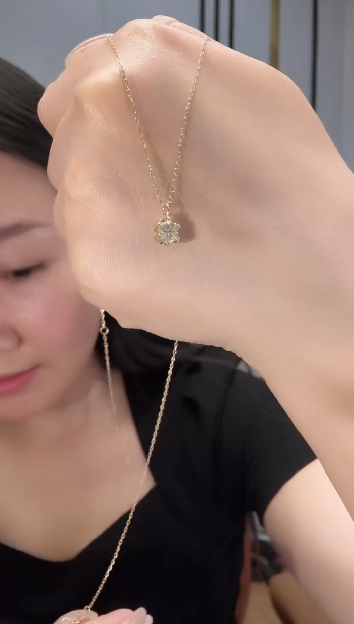 套链18K金镶嵌钻石k黄六爪套链YHY