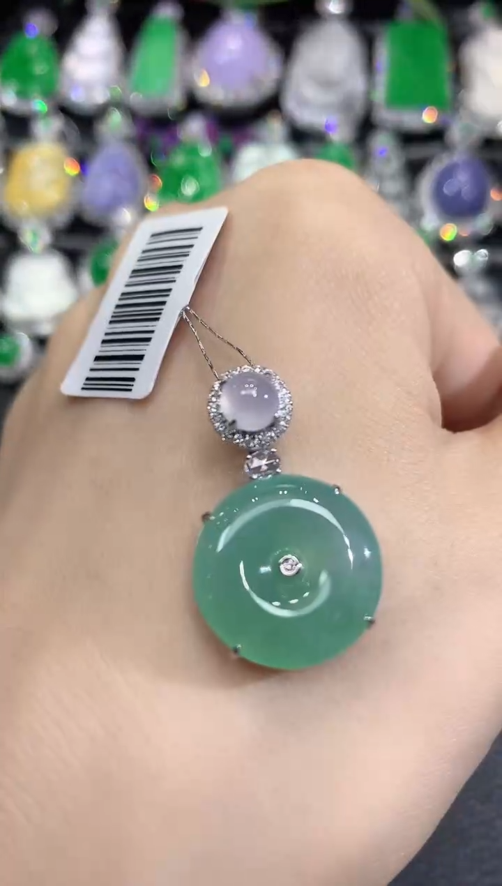 吊坠(不含链)18K金镶嵌翡翠D1翡翠