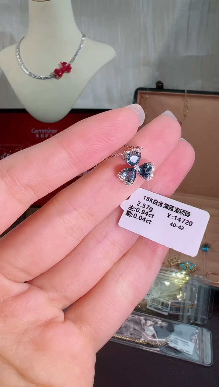 海蓝宝石颈饰18K金镶嵌BN17181#-W#94