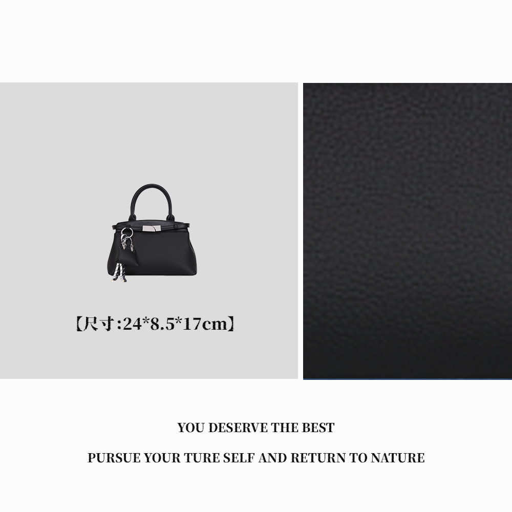 【特特甄选】GQ-8881-黑色轻奢百搭软皮单肩包牛皮包小众女包通勤