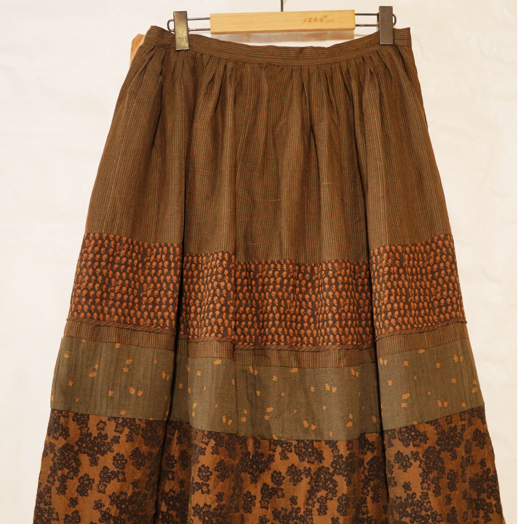 左岸迷香原创设计【半裙】碎花长款高腰亚麻半裙文艺复古T081半身裙