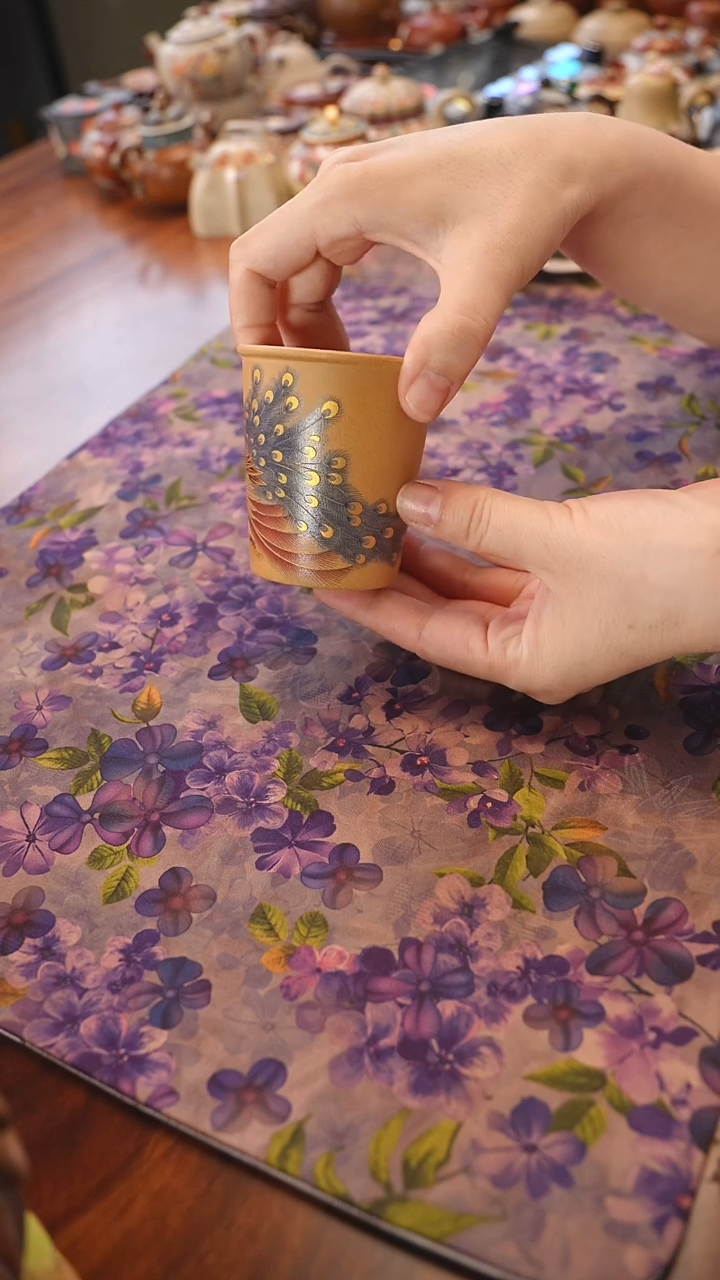 茶壶紫砂段泥孔雀杯