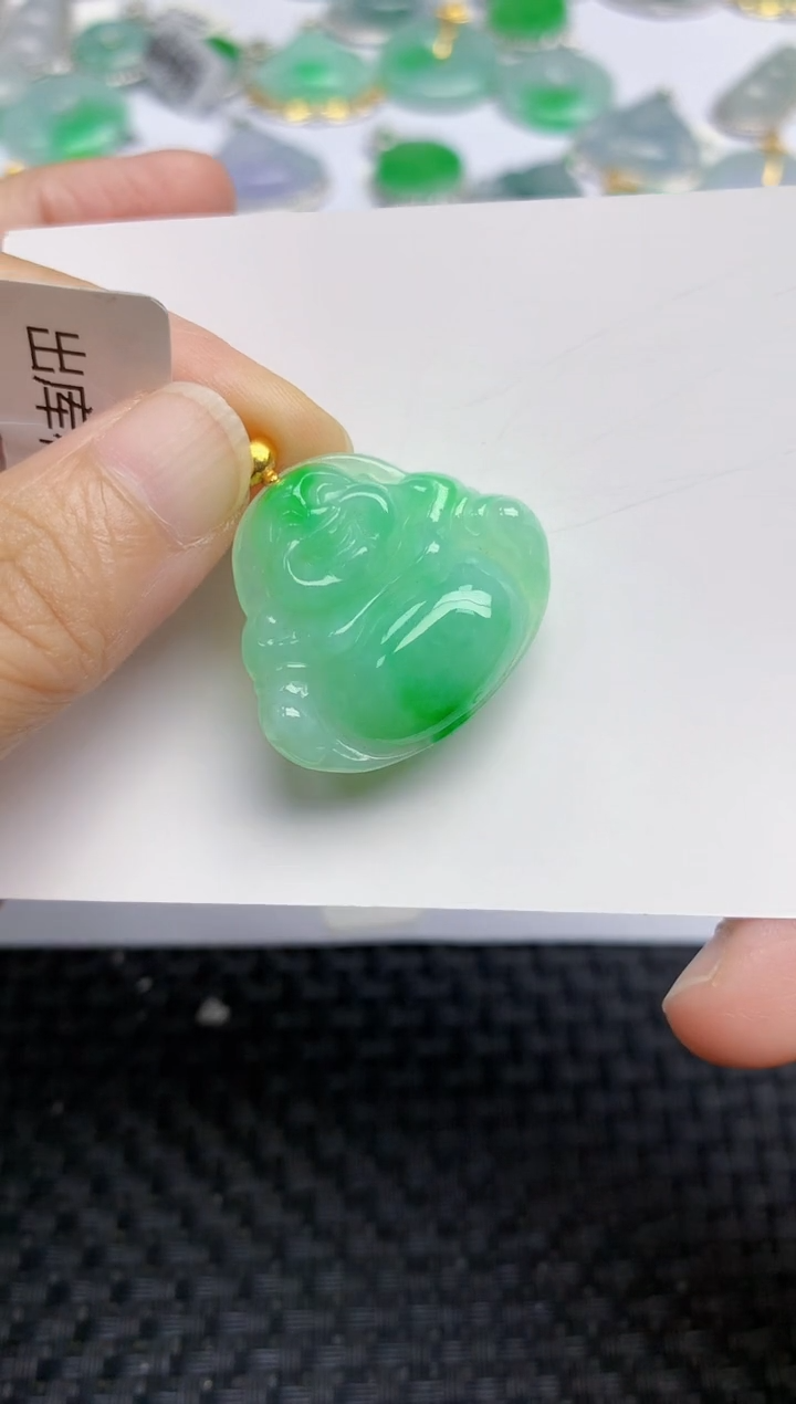 翡翠18K金镶嵌颈饰天然缅甸A货翡翠百元以上9元证书费自理