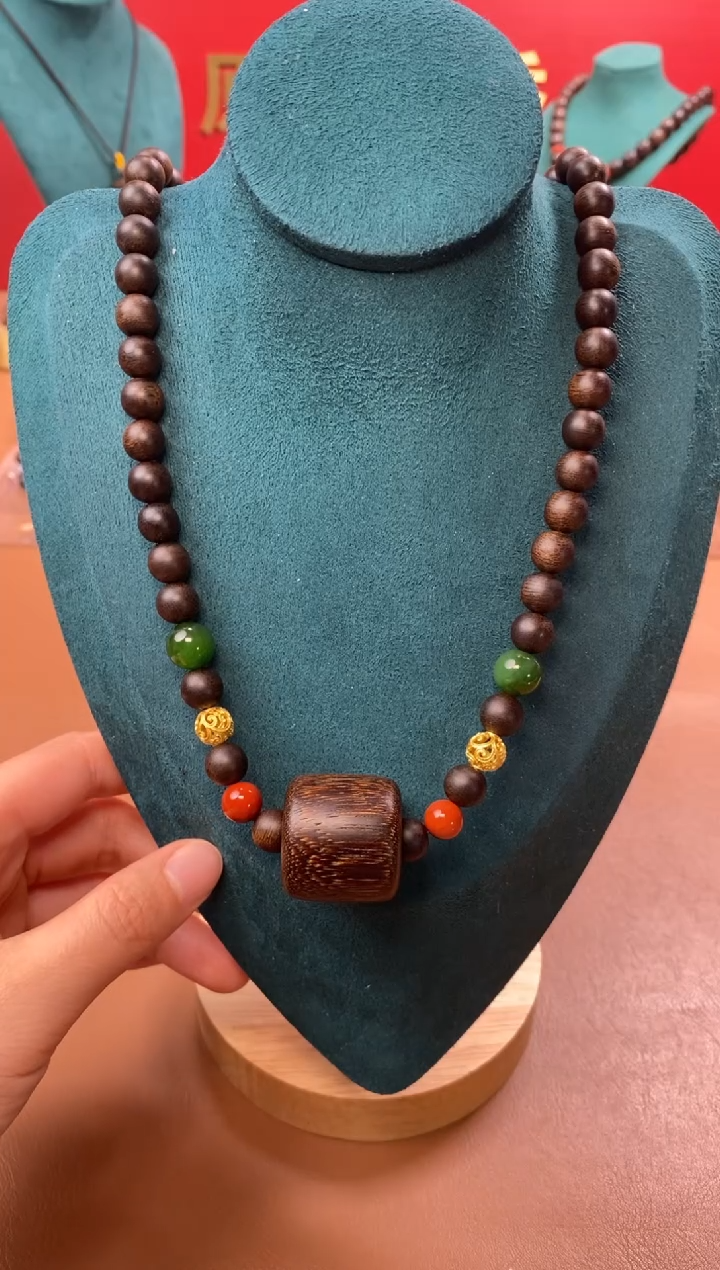 【闪购商品】沉香手串P玉化紫08+虎斑留疤白棋楠沉香木雕顶珠