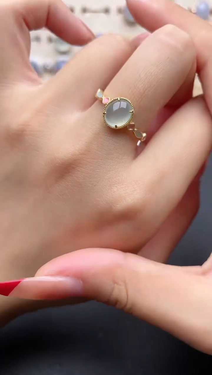 【闪购商品】翡翠戒指银S925镶嵌一物一证一礼盒