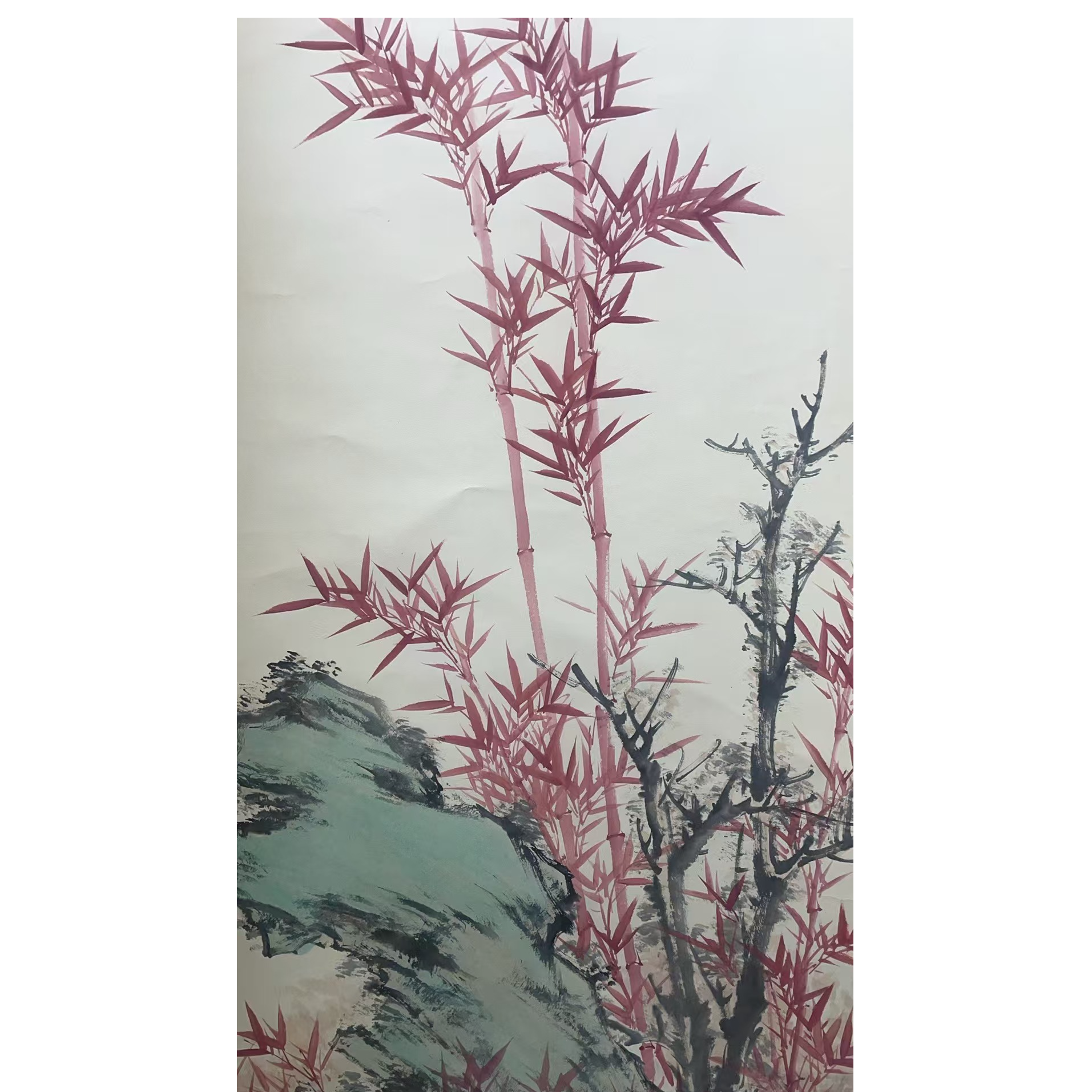 启老 款 绘画竹子立轴137*68平尺8.2