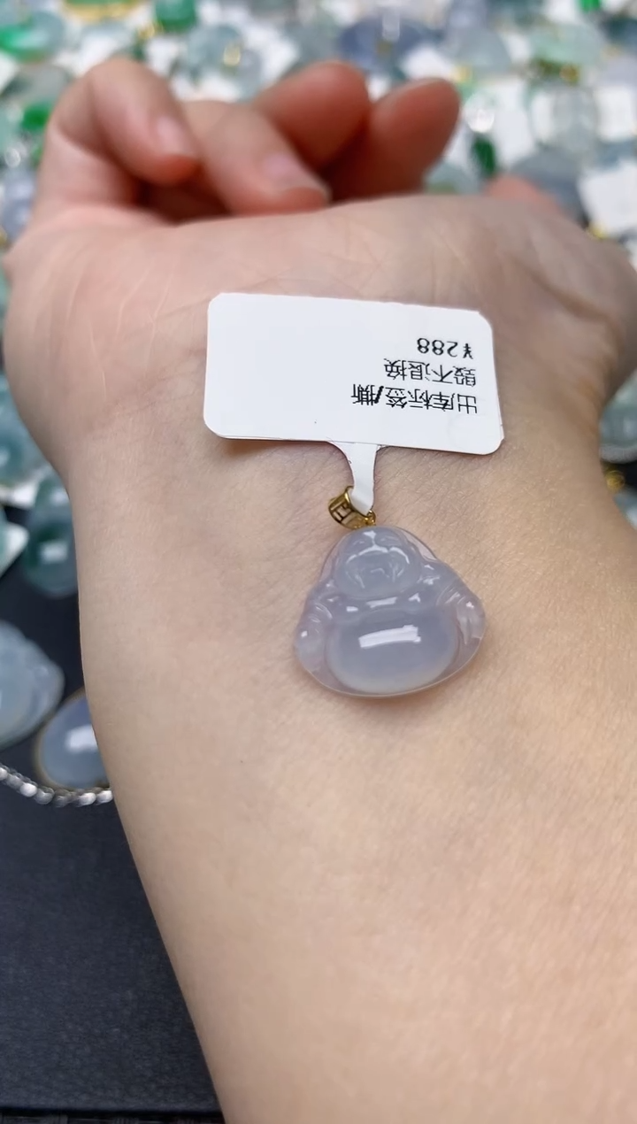 颈饰18K金镶嵌翡翠天然缅甸A货翡翠