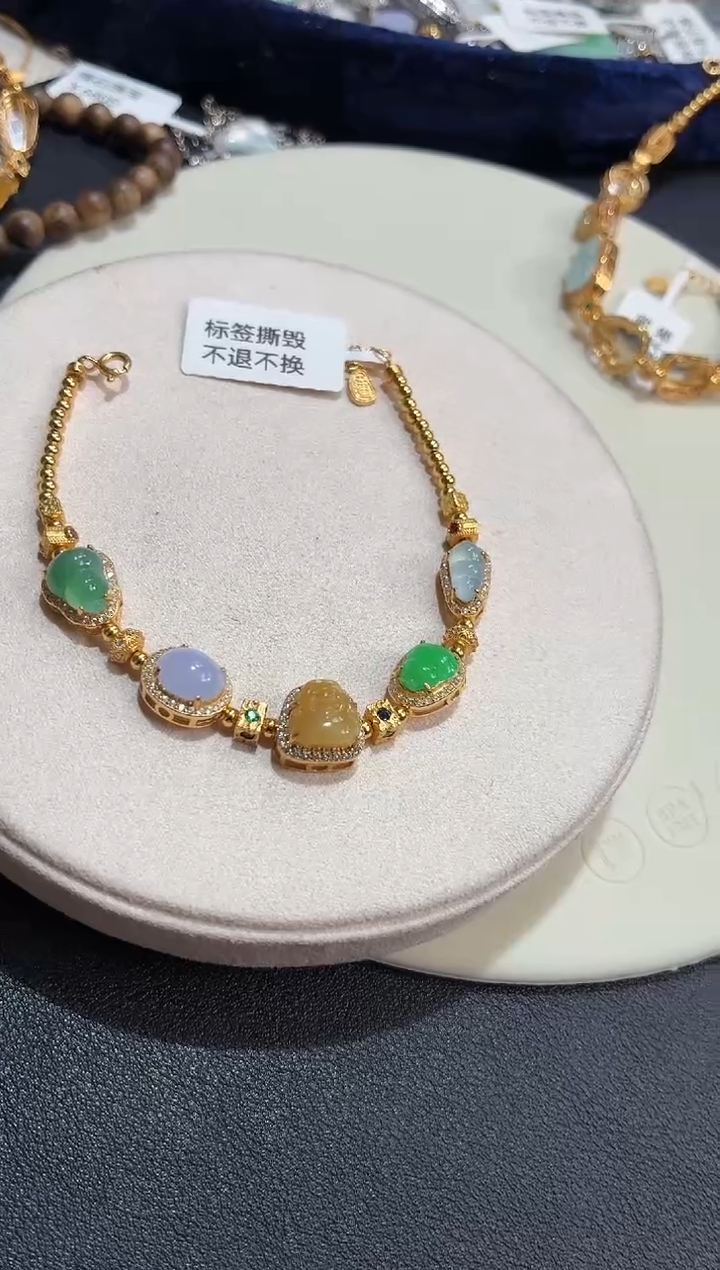 吊坠(不含链)银S925镶嵌翡翠手链