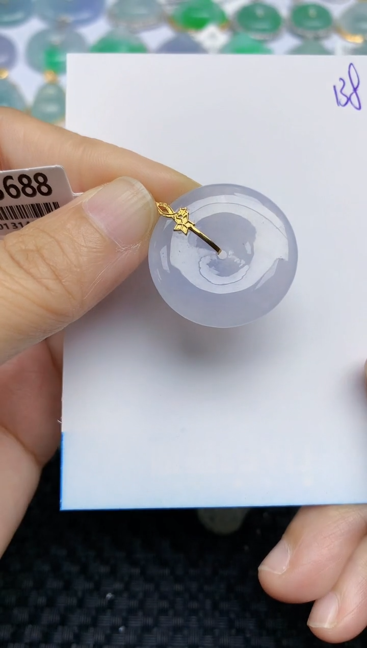 【闪购商品】翡翠挂件18K金镶嵌天然A货翡翠 138