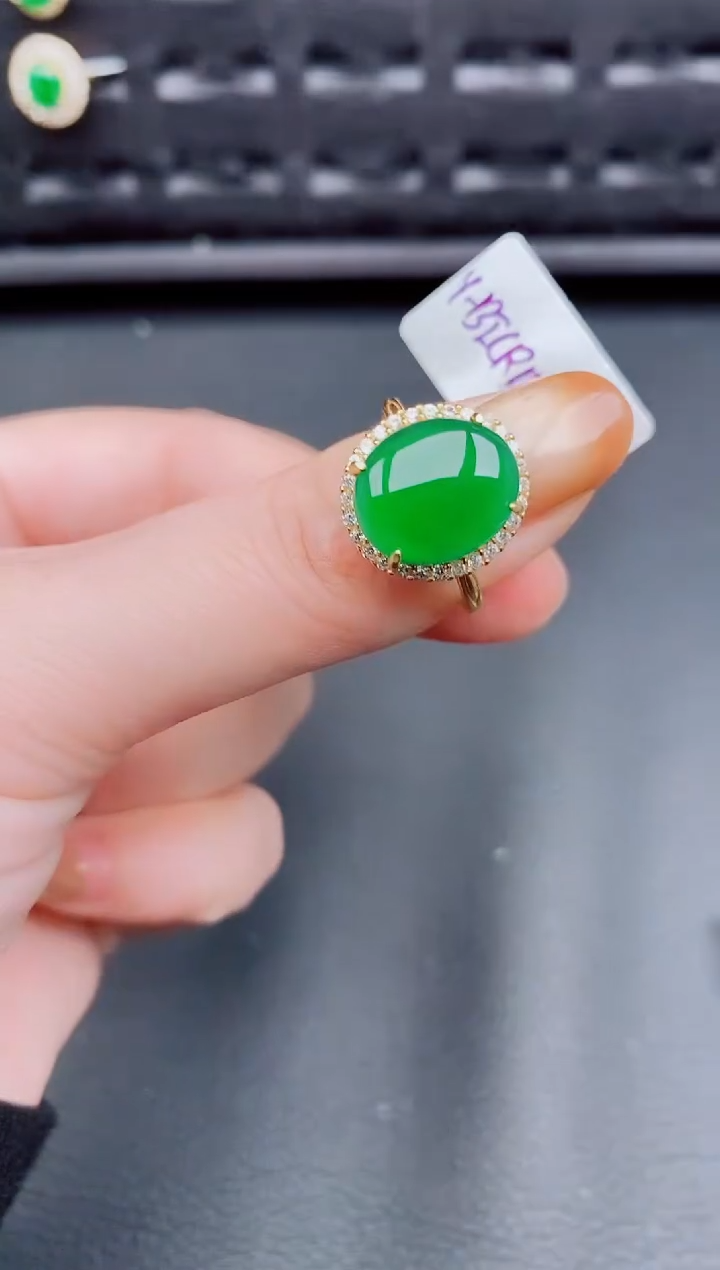 【闪购商品】翡翠戒指银S925镶嵌天然a货翡翠376